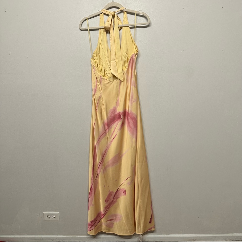 Abercrombie & Fitch Yellow Maxi Dress with Pink Brushstroke Print - Picture 7 of 14